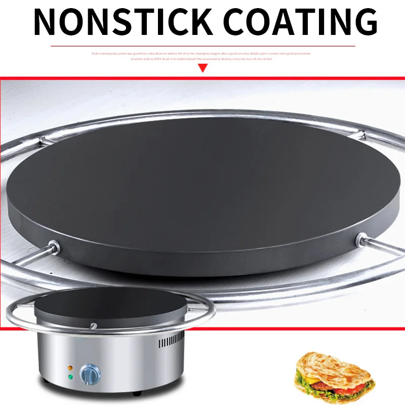 Crepe Maker Non Stick - Manual Rotating Electric Pancake Griddle, Traditional