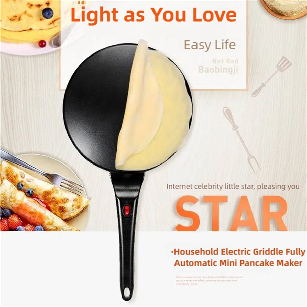 M10K Crepe Maker Electric, Cre - đánh giá và giá Crepe Maker Non Stick
